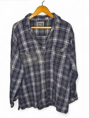 Blue Zone Plaid Flannel Shirt 100% Cotton Size L